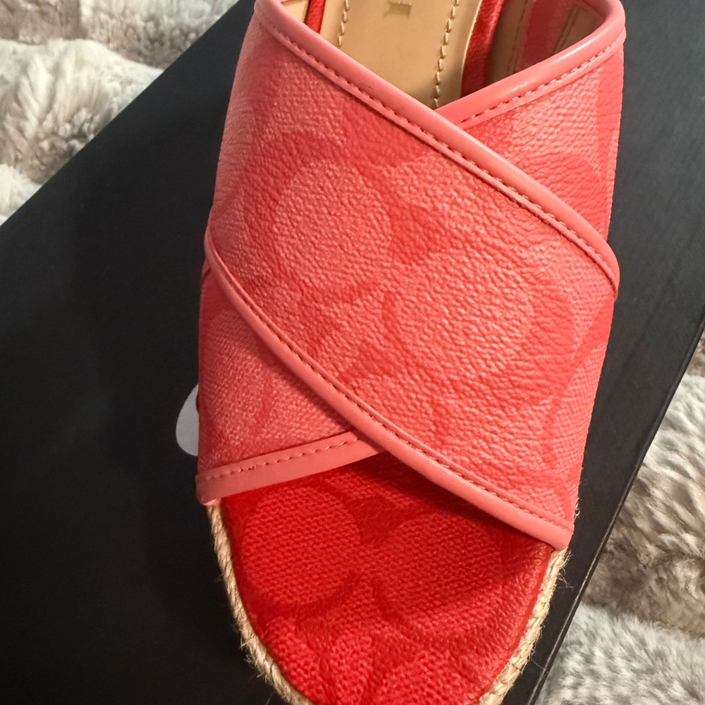 Coach Women's Pink Espadrille Wedge Sandals - Picture 5 of 9